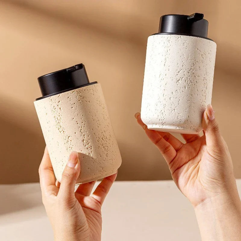 Travertine-Look Refillable Foaming Soap Dispenser