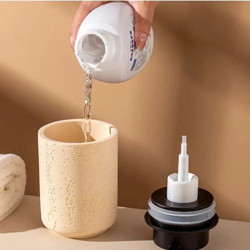 Travertine-Look Refillable Foaming Soap Dispenser