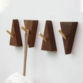 Triangular Solid Wood & Brass Wall Hook