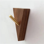 Triangular Solid Wood & Brass Wall Hook