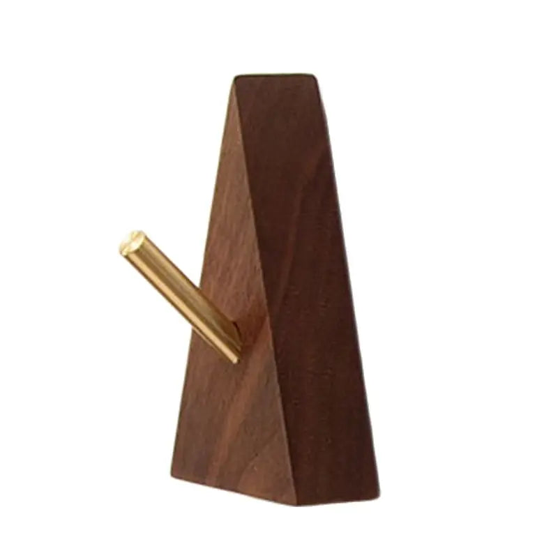 Triangular Solid Wood & Brass Wall Hook