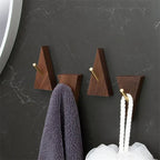 Triangular Solid Wood & Brass Wall Hook