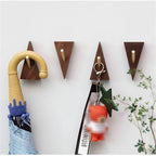 Triangular Solid Wood & Brass Wall Hook