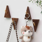 Triangular Solid Wood & Brass Wall Hook