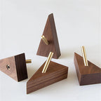 Triangular Solid Wood & Brass Wall Hook