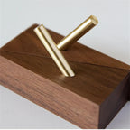 Triangular Solid Wood & Brass Wall Hook
