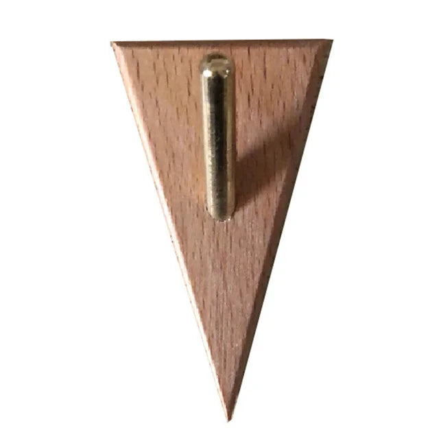 Triangular Solid Wood & Brass Wall Hook