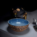 Triple-Glazed Hand-Painted Marble Vessel Sink (With Waterfall Faucet & Pop-Up Drain)