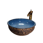 Triple-Glazed Hand-Painted Marble Vessel Sink (With Waterfall Faucet & Pop-Up Drain)