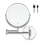 USB-C Rechargeable LED 10X Wall-Mounted Makeup Mirror