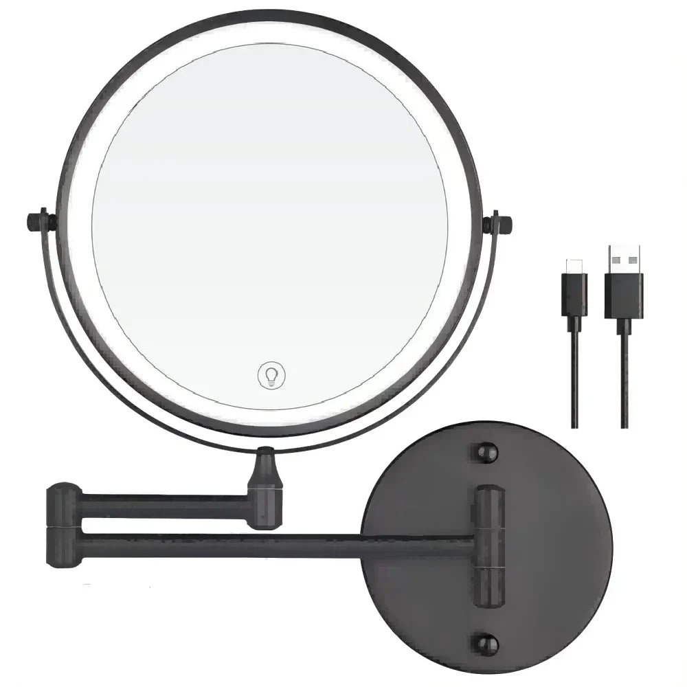 USB-C Rechargeable LED 10X Wall-Mounted Makeup Mirror