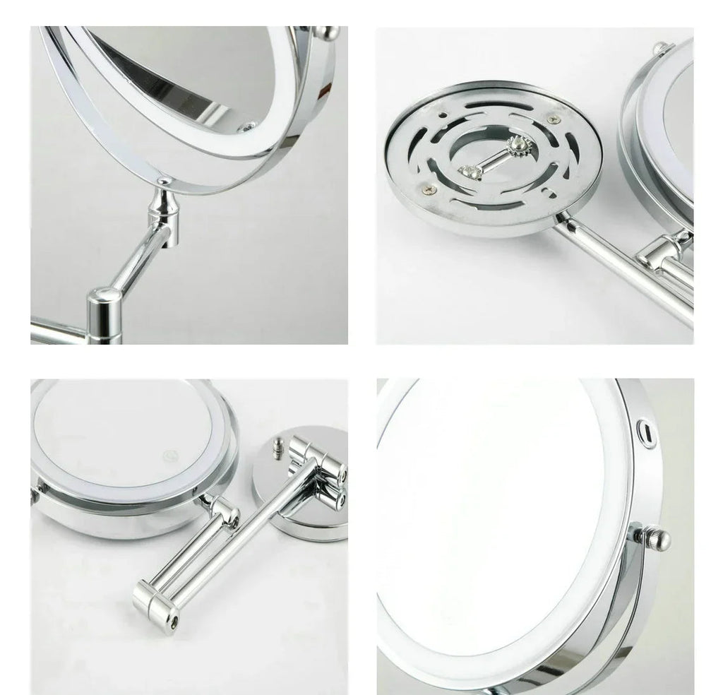 USB-C Rechargeable LED 10X Wall-Mounted Makeup Mirror