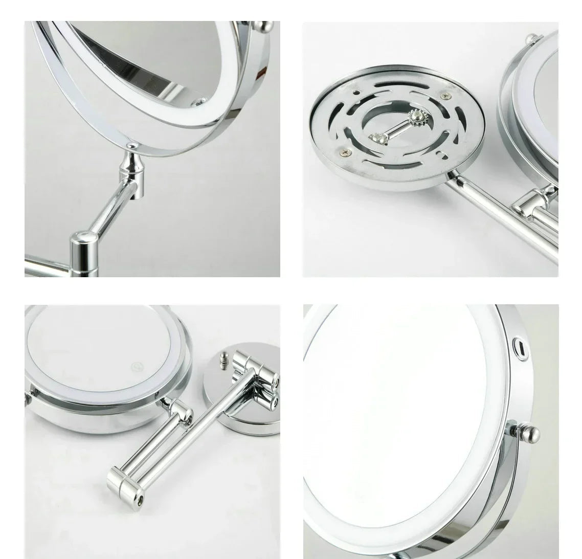 USB-C Rechargeable LED 10X Wall-Mounted Makeup Mirror