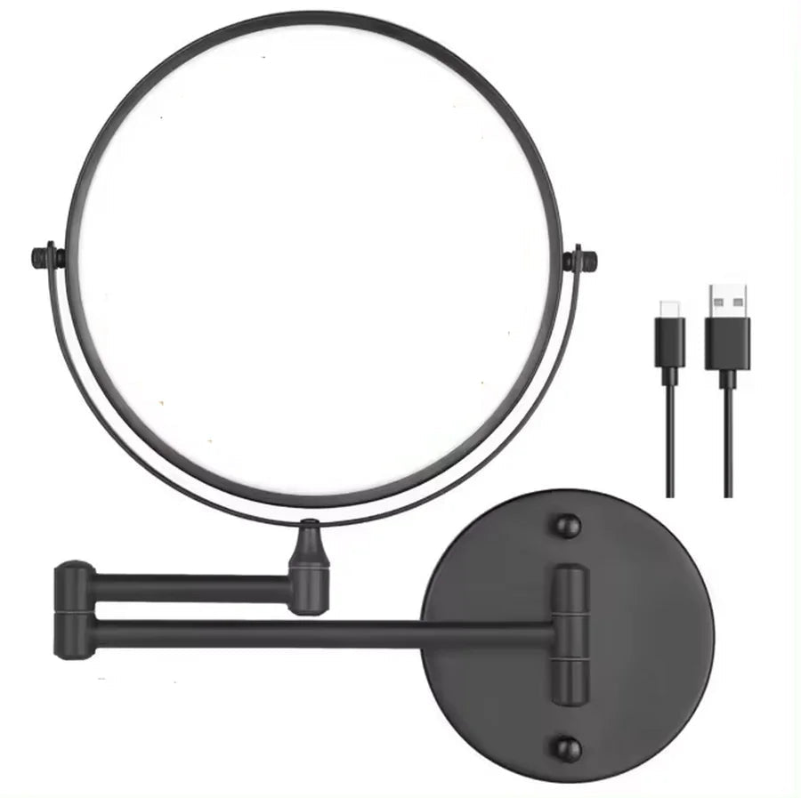 USB-C Rechargeable LED 10X Wall-Mounted Makeup Mirror