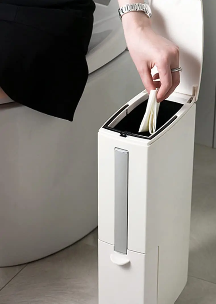 Ultra-Slim Odor-Control Bathroom Bin (4.4-Inch)