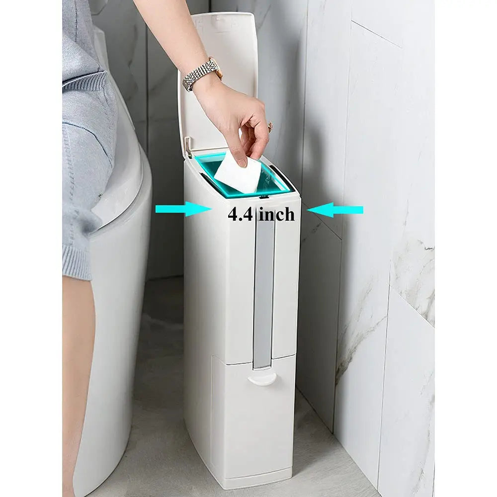 Ultra-Slim Odor-Control Bathroom Bin (4.4-Inch)
