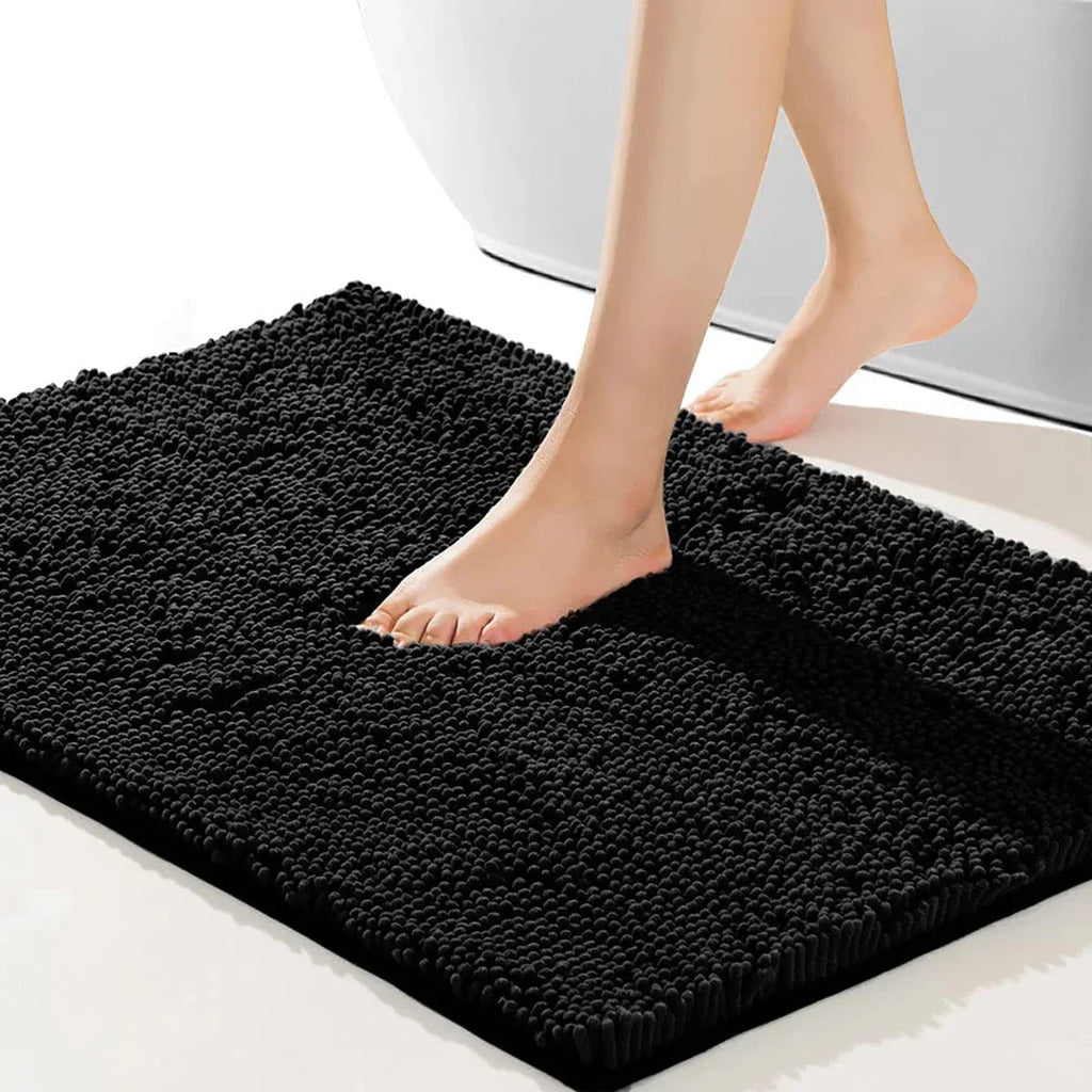 Ultra-Soft Chenille Microfiber Quick-Dry Bath Mat (Non-Slip Backing)