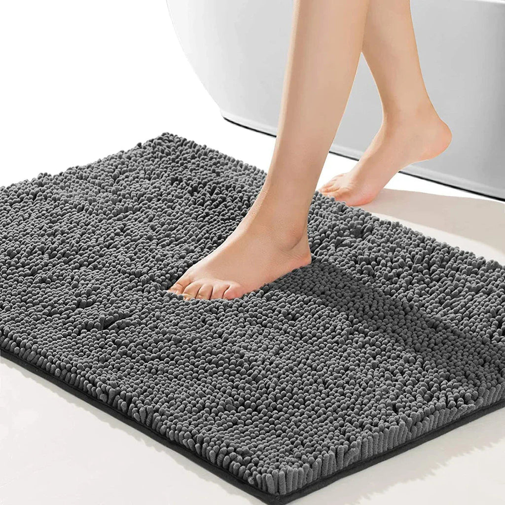 Ultra-Soft Chenille Microfiber Quick-Dry Bath Mat (Non-Slip Backing)