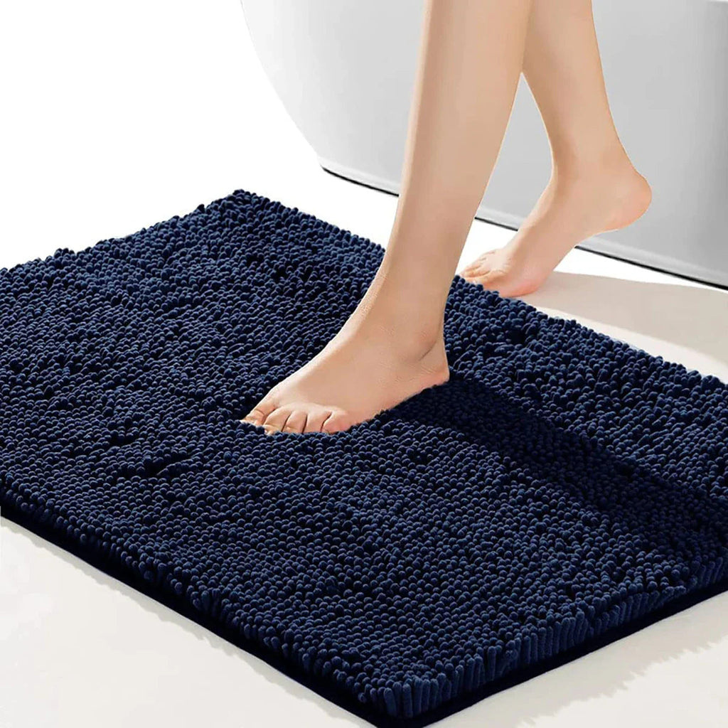 Ultra-Soft Chenille Microfiber Quick-Dry Bath Mat (Non-Slip Backing)