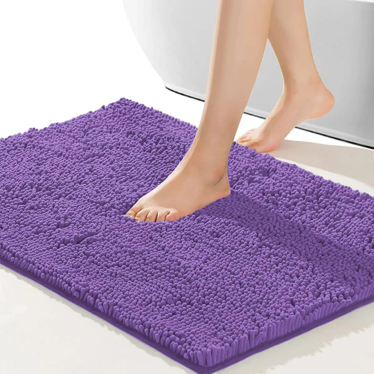 Ultra-Soft Chenille Microfiber Quick-Dry Bath Mat (Non-Slip Backing)