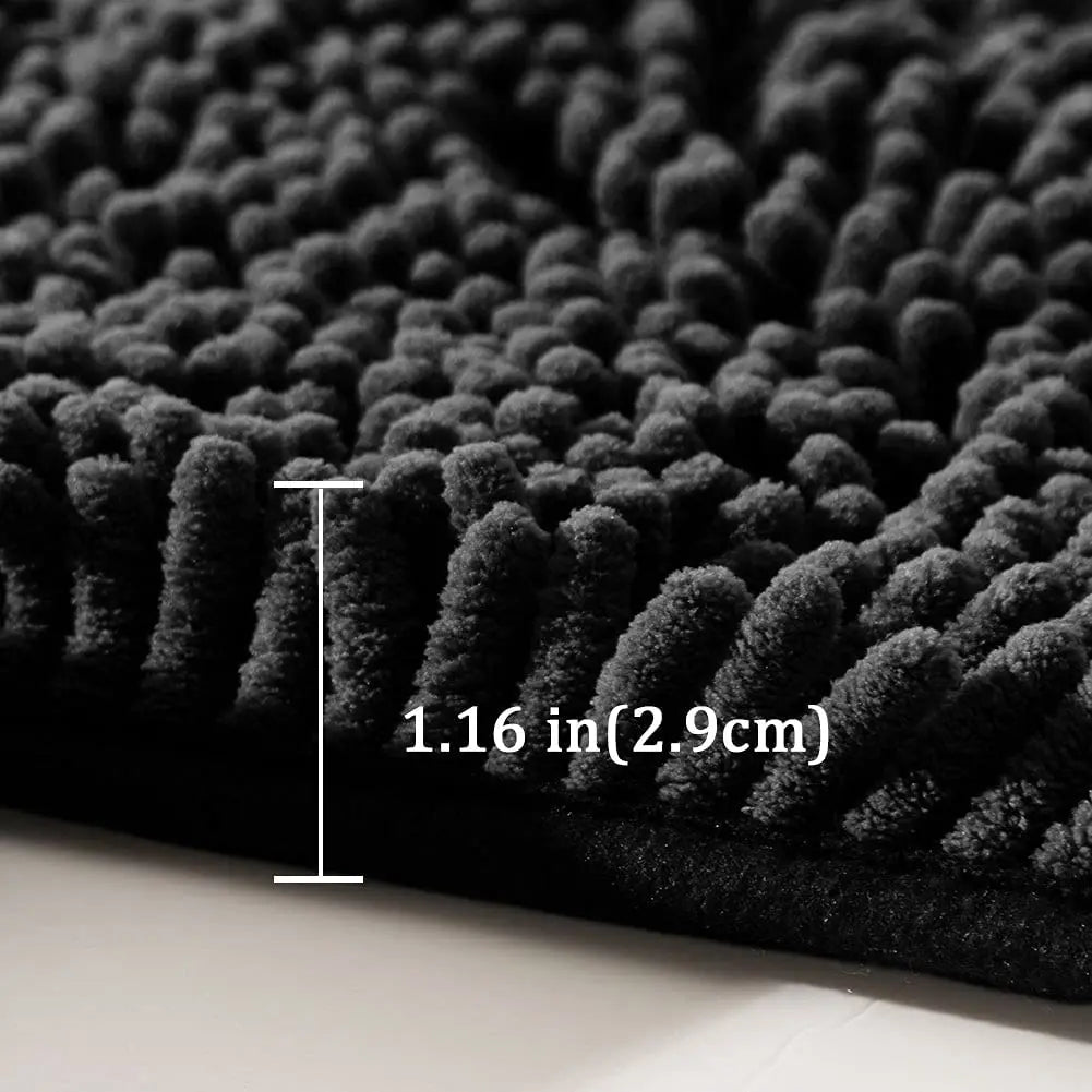 Ultra-Soft Chenille Microfiber Quick-Dry Bath Mat (Non-Slip Backing)