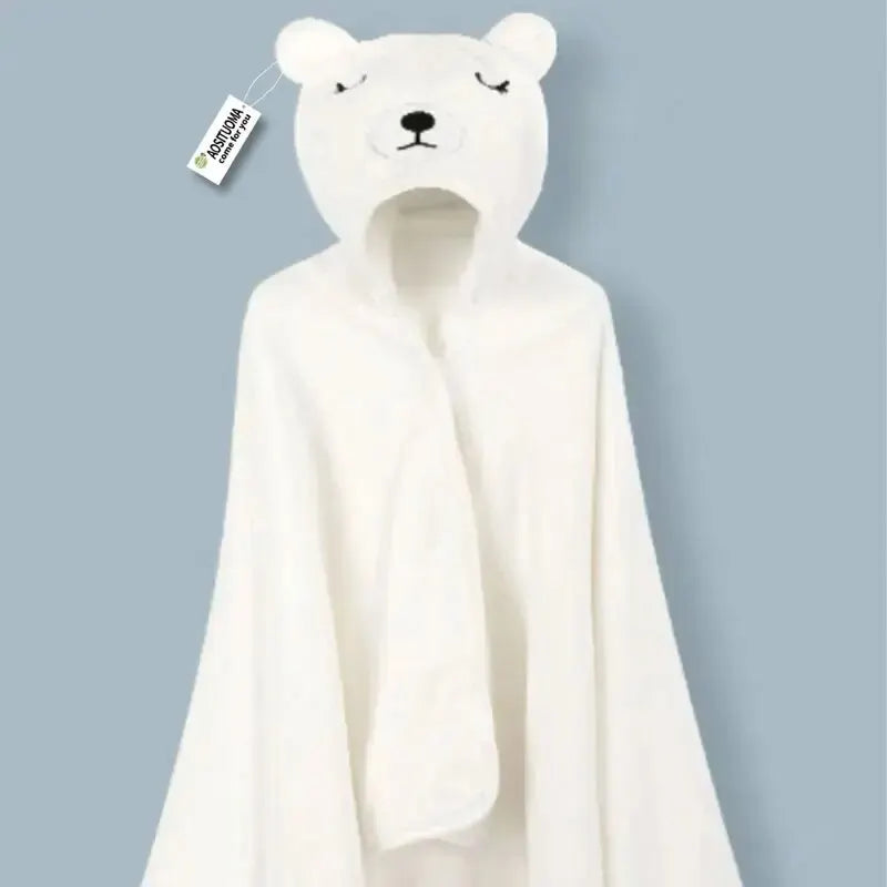 Ultra-Soft Coral Fleece Hooded Baby Towel (Machine Washable)
