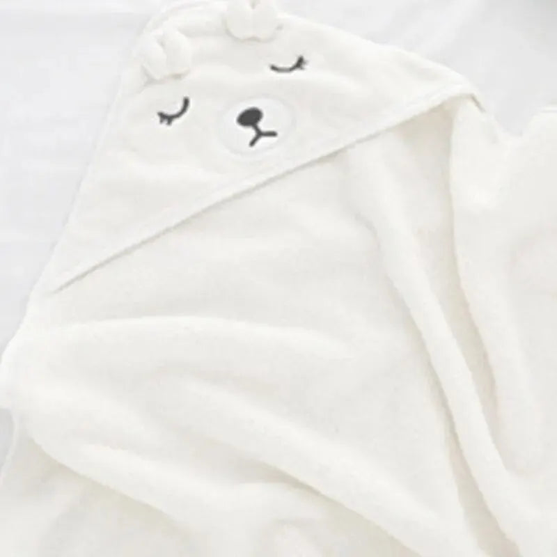 Ultra-Soft Coral Fleece Hooded Baby Towel (Machine Washable)