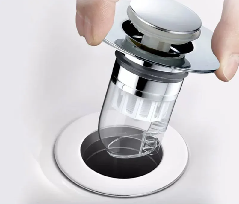 Universal 2-in-1 Pop-Up Drain Stopper (Built-In Hair Catcher)