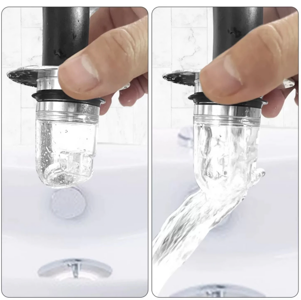 Universal 2-in-1 Pop-Up Drain Stopper (Built-In Hair Catcher)