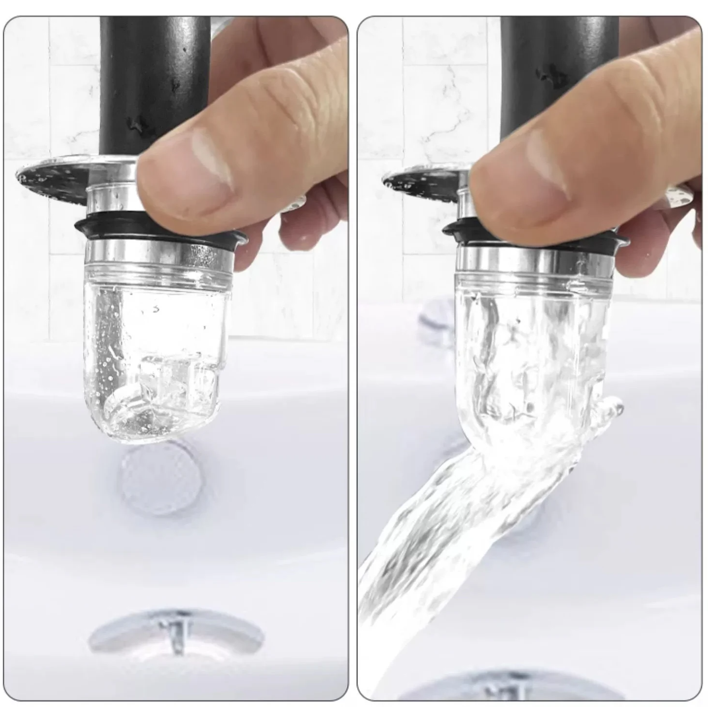 Universal 2-in-1 Pop-Up Drain Stopper (Built-In Hair Catcher)