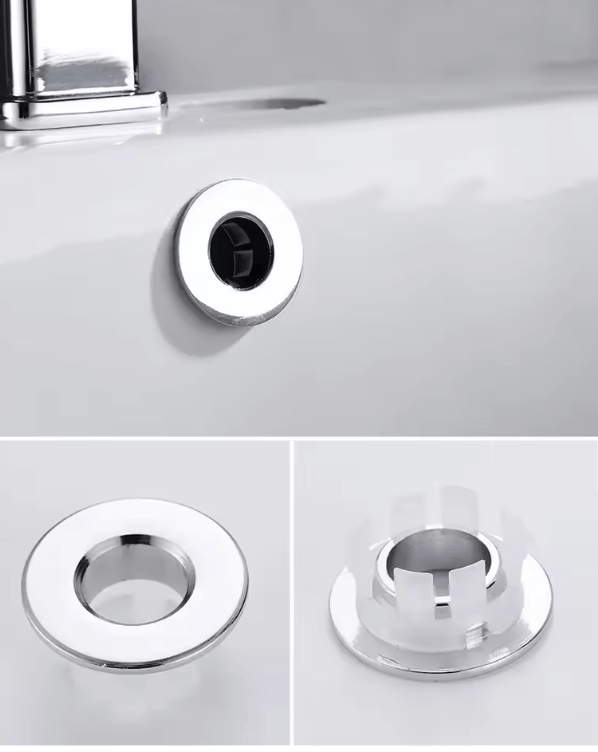 Universal Corrosion-Resistant Snap-In Sink Overflow Trim Cover
