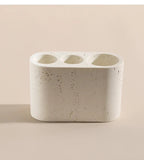 Wabi-Sabi Natural Stone Bathroom Accessory Set (Toothbrush Holder, Dispenser & Tray)