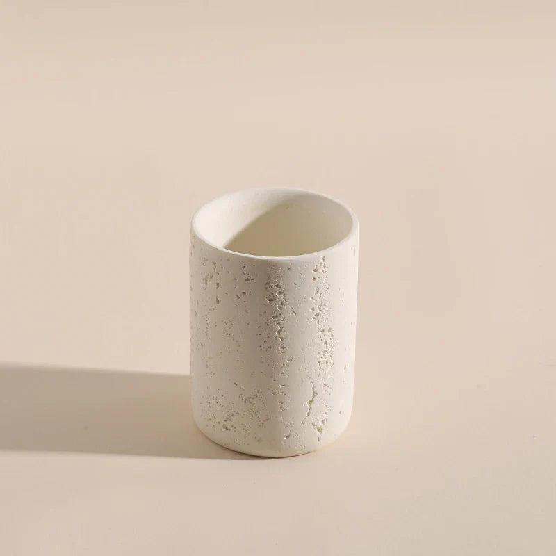 Wabi-Sabi Natural Stone Bathroom Accessory Set (Toothbrush Holder, Dispenser & Tray)