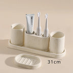 Wabi-Sabi Natural Stone Bathroom Accessory Set (Toothbrush Holder, Dispenser & Tray)