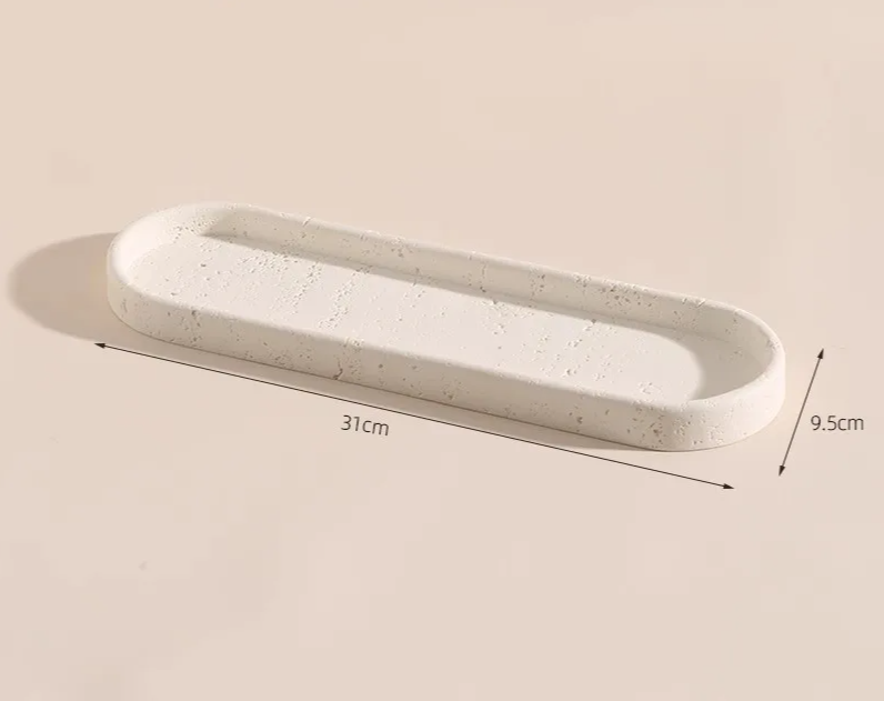 Wabi-Sabi Natural Stone Bathroom Accessory Set (Toothbrush Holder, Dispenser & Tray)