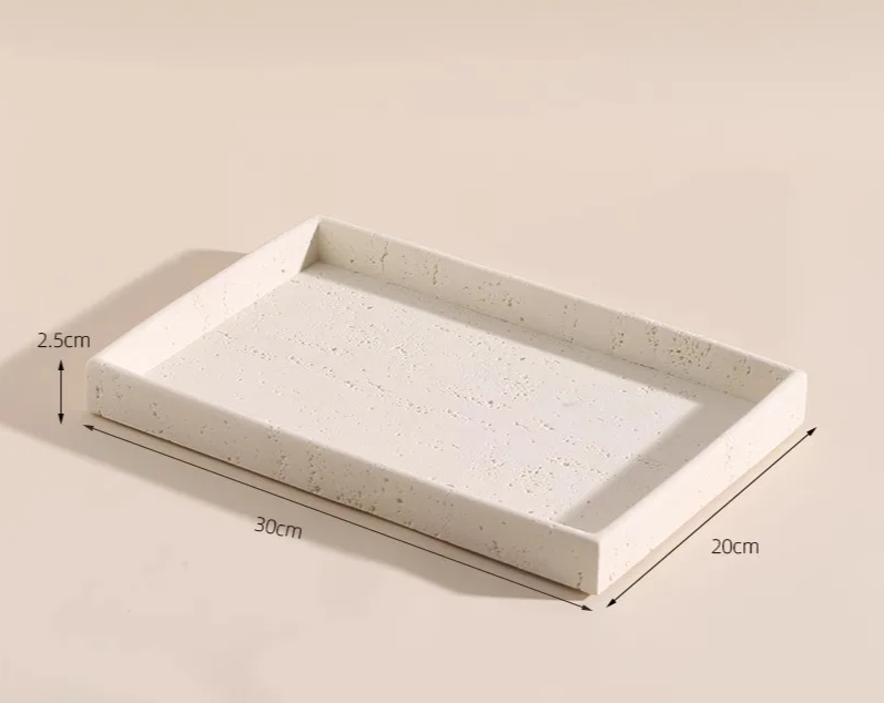 Wabi-Sabi Natural Stone Bathroom Accessory Set (Toothbrush Holder, Dispenser & Tray)