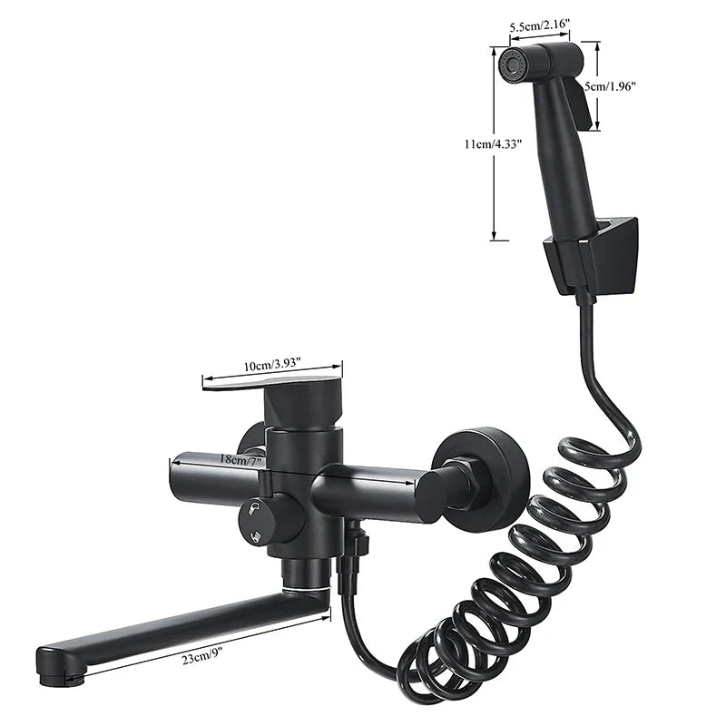 Wall-Mounted 360° Swivel Pull-Out Spray Mixer Tap