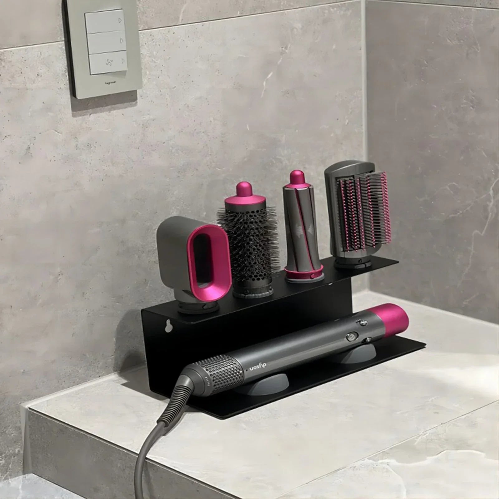 Wall-Mounted Rust-Resistant Carbon Steel Hair Tool Organizer