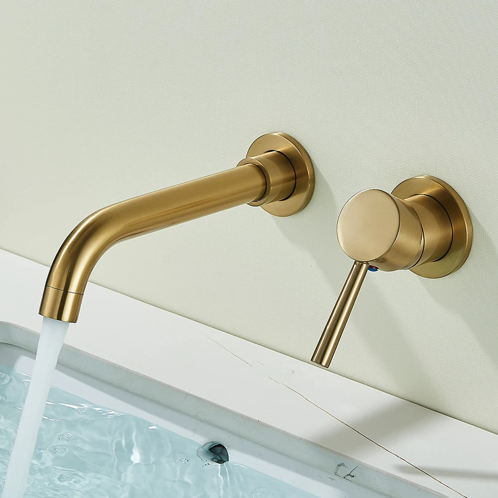 Wall-Mounted Solid Brass 360° Rotating Basin Faucet