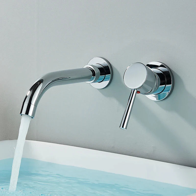 Wall-Mounted Solid Brass 360° Rotating Basin Faucet