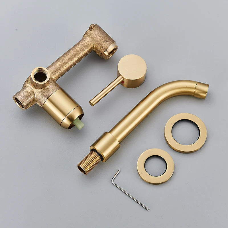 Wall-Mounted Solid Brass 360° Rotating Basin Faucet