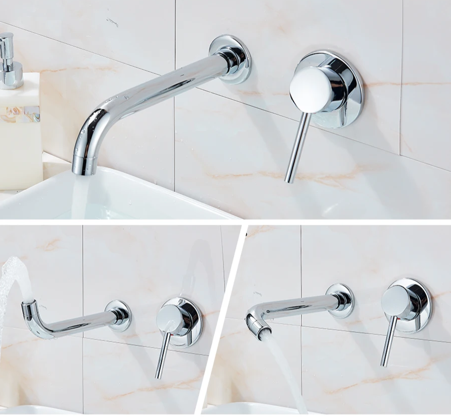 Wall-Mounted Solid Brass 360° Rotating Basin Faucet