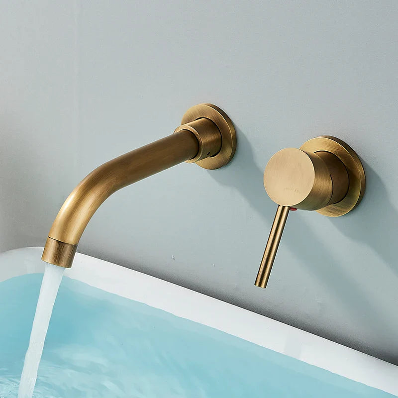 Wall-Mounted Solid Brass 360° Rotating Basin Faucet