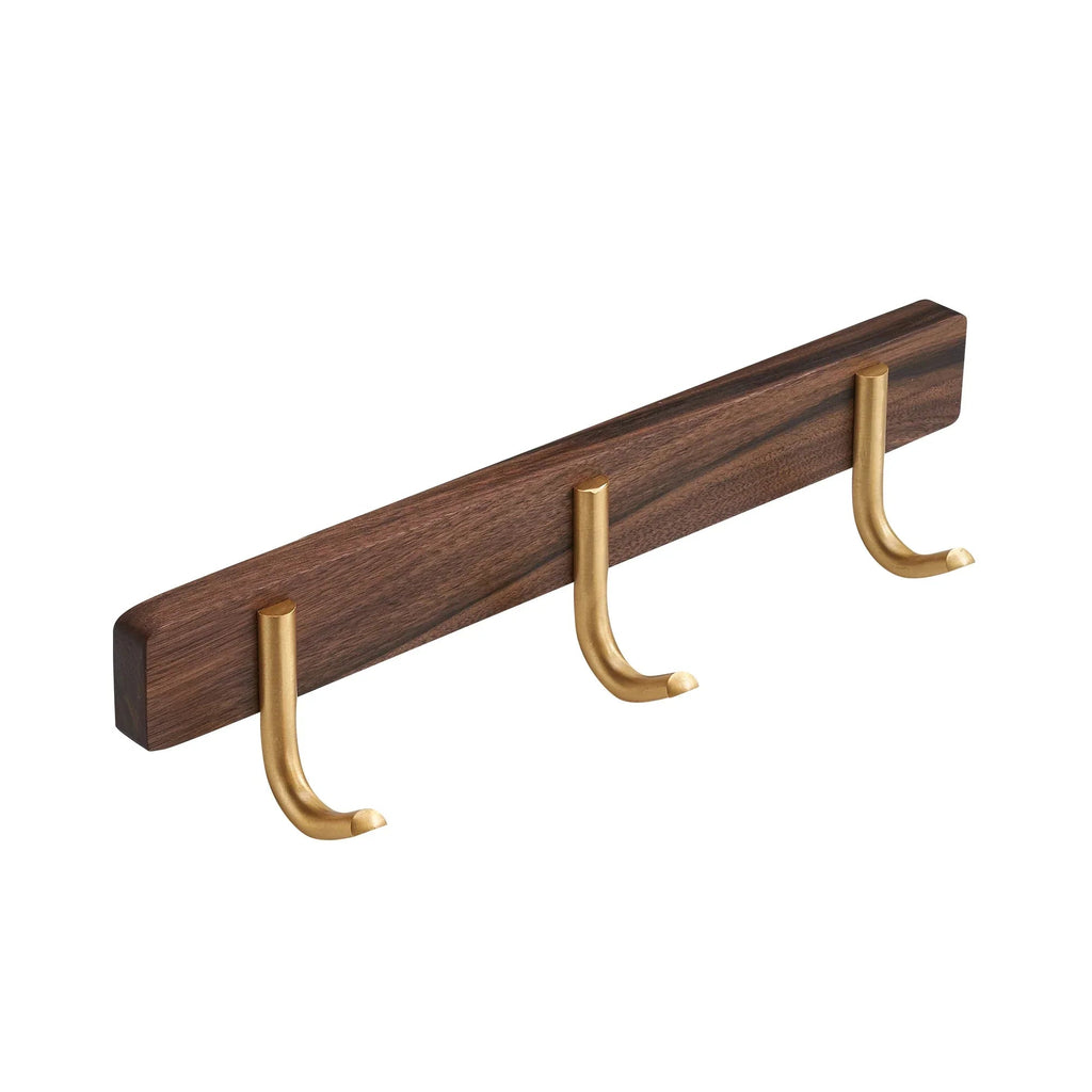 Walnut Wood Wall-Mounted Towel & Coat Rack (3 Hooks)