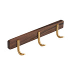 Walnut Wood Wall-Mounted Towel & Coat Rack (3 Hooks)