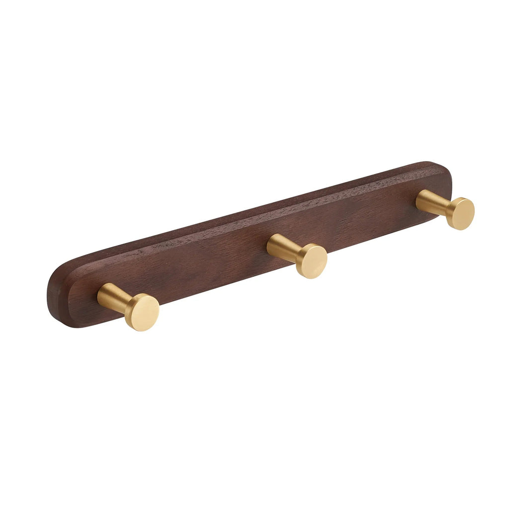 Walnut Wood Wall-Mounted Towel & Coat Rack (3 Hooks)