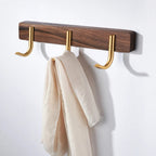 Walnut Wood Wall-Mounted Towel & Coat Rack (3 Hooks)