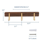 Walnut Wood Wall-Mounted Towel & Coat Rack (3 Hooks)