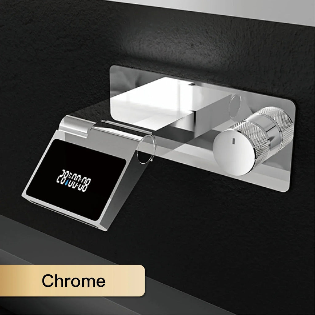 Water-Powered LED Solid Brass Wall-Mounted Bathroom Faucet