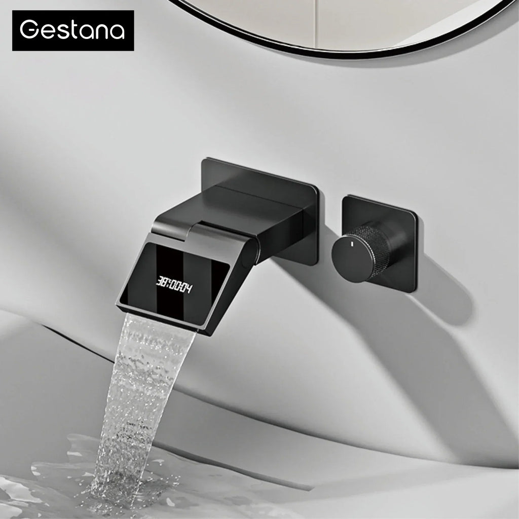 Water-Powered LED Solid Brass Wall-Mounted Bathroom Faucet